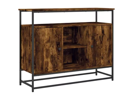 Buffet chêne fumé 100x35x80 cm bois d'ingénierie