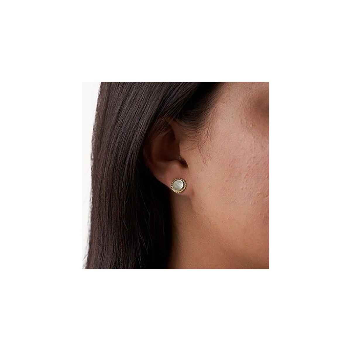 Boucles d'oreilles Fossil acier et nacre