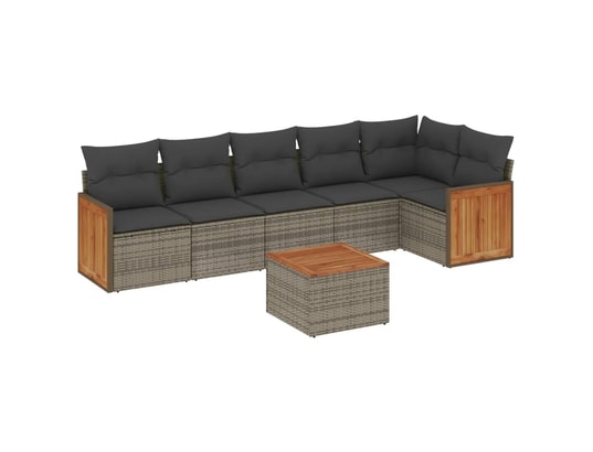 VIDAXL - Salon extérieur Salon de jardin avec coussins 7 pcs gris résine tressée