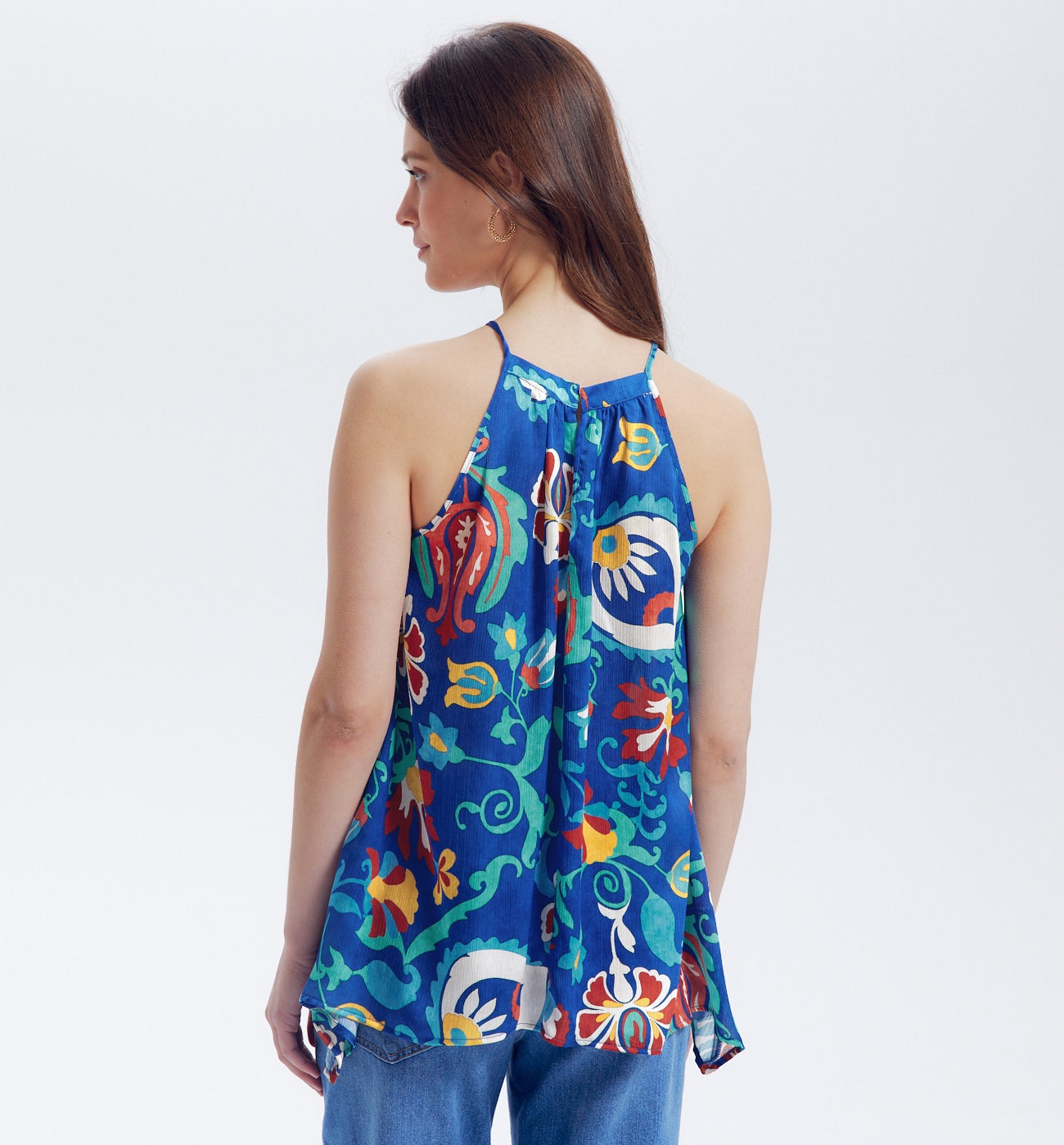 Top foulard imprimé Femme - Imprimé bleu