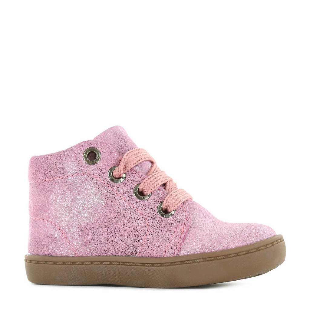 Shoesme Flex FL21W001-A leren veterboots roze/metallic
