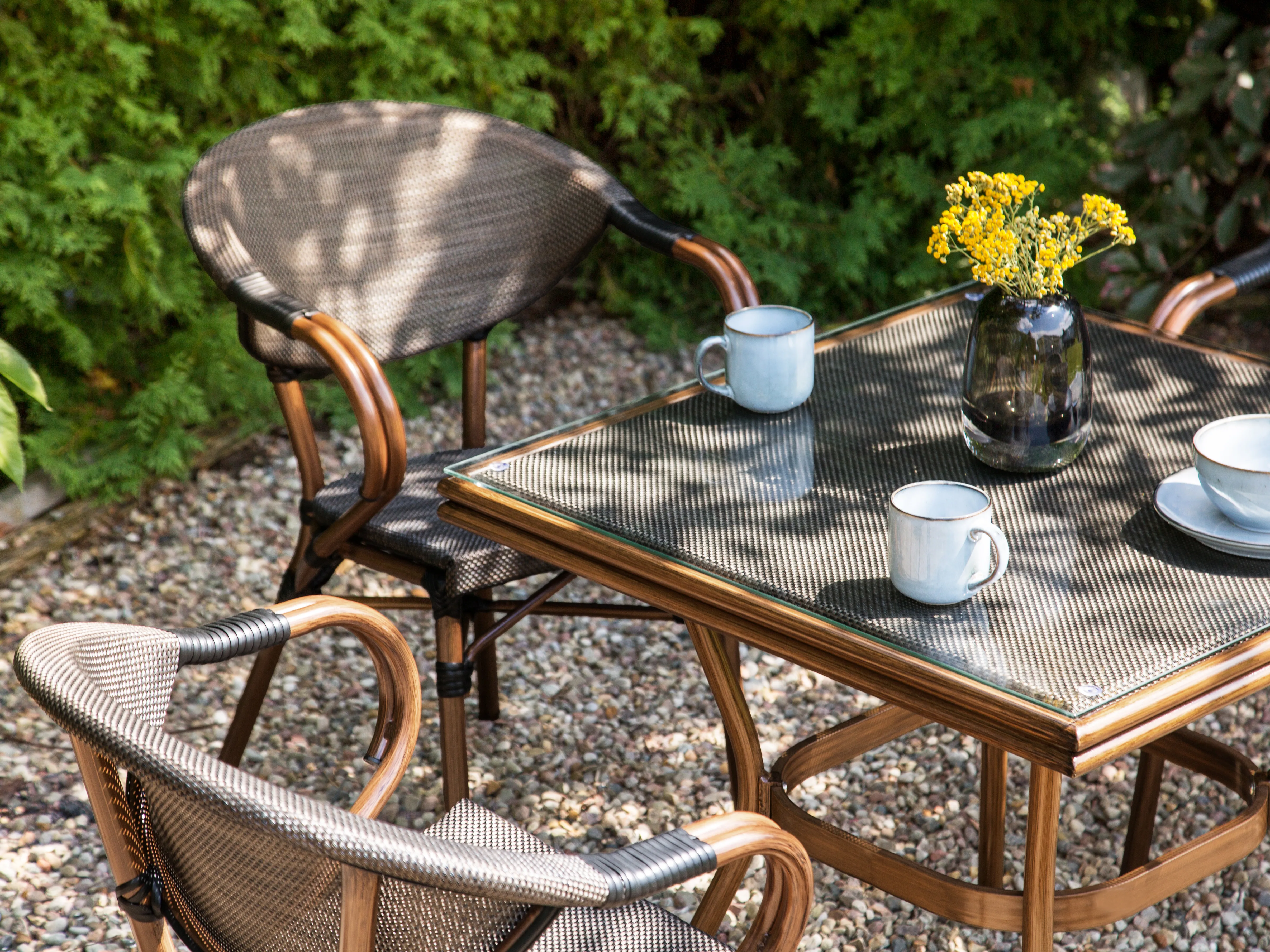 Tuin eettafel CASPRI II 80 cm 80 cm Glas Grijs