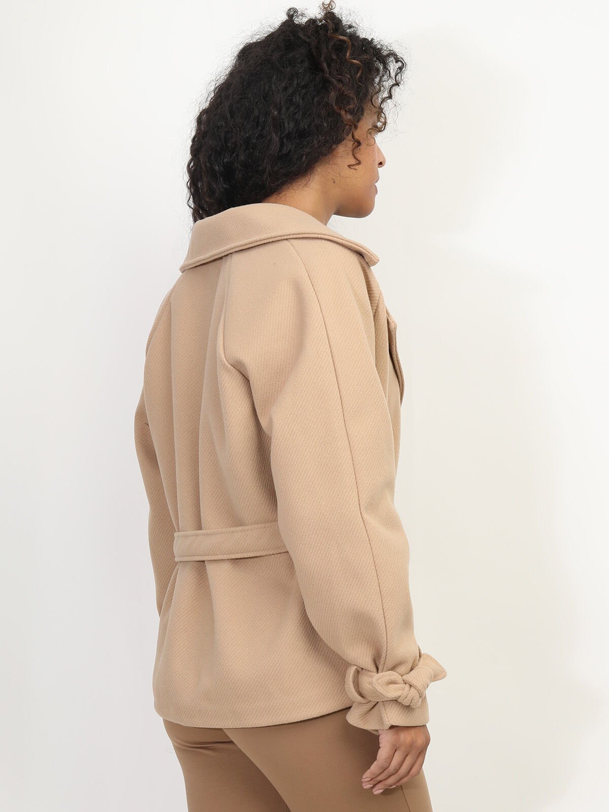 Manteau court à nouer- Camel
