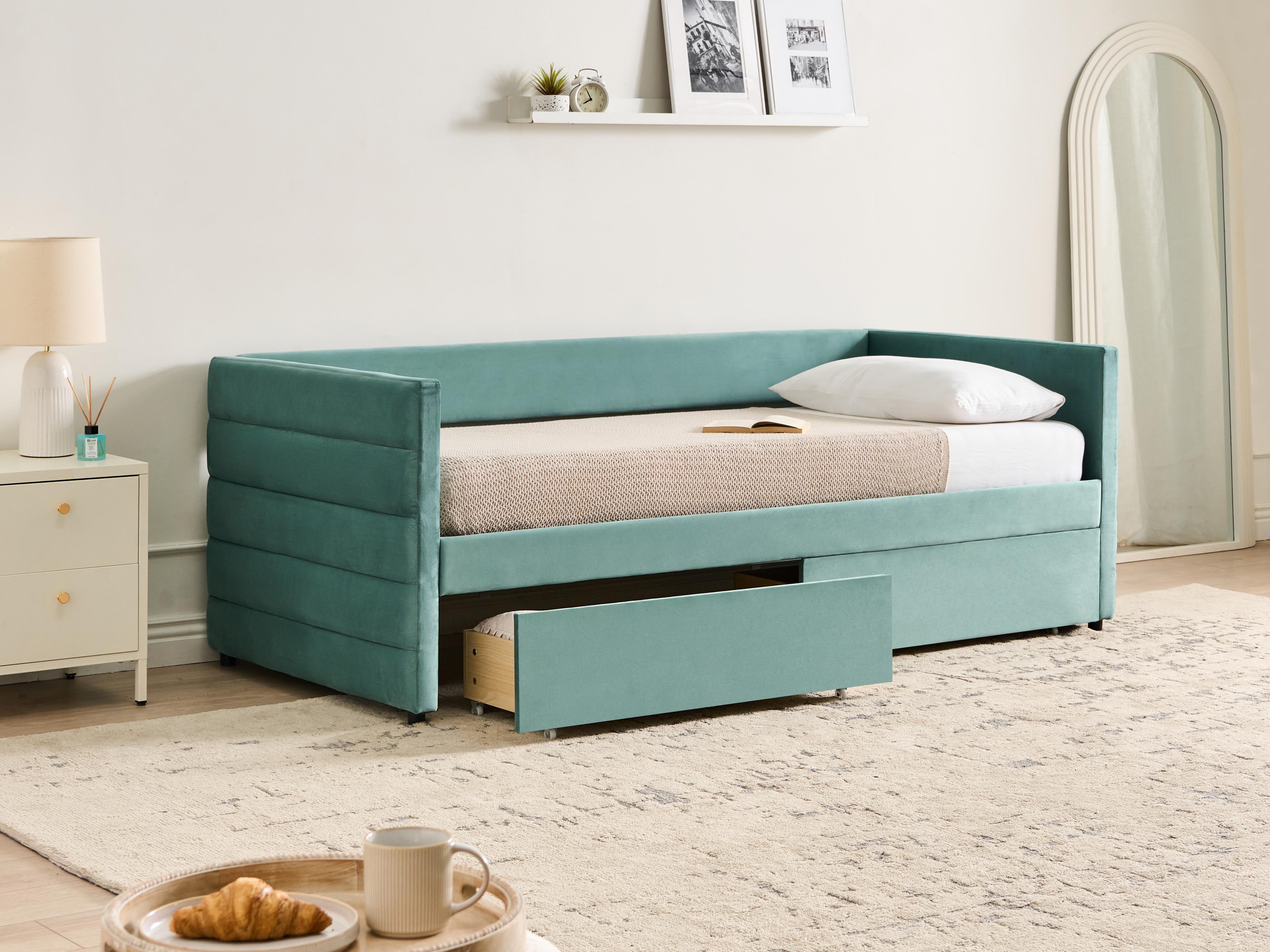 Bedbank met opbergruimte Fluweel MARRAY 90 x 200 cm Mintgroen