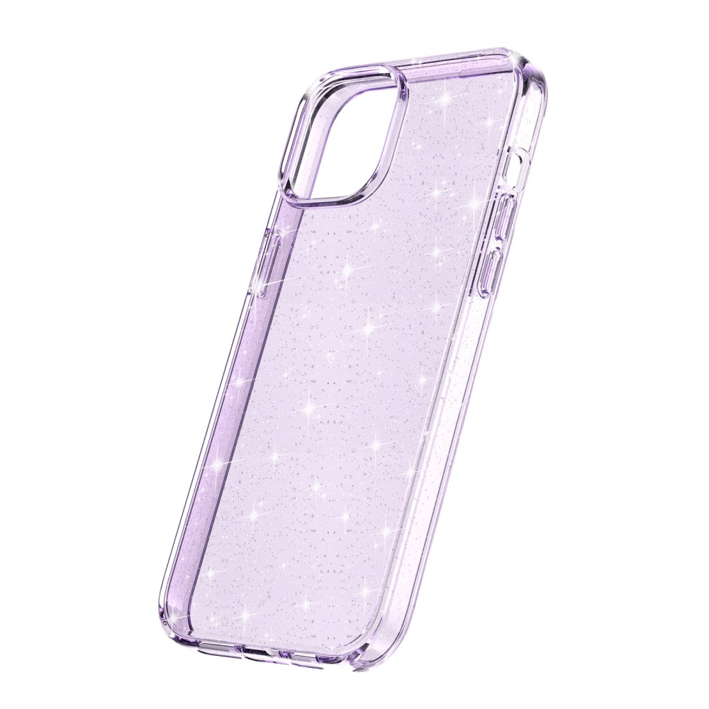iPhone 15 Hybrid Hardcase Schutzhülle im Glitzer Design - Lila / Transparent