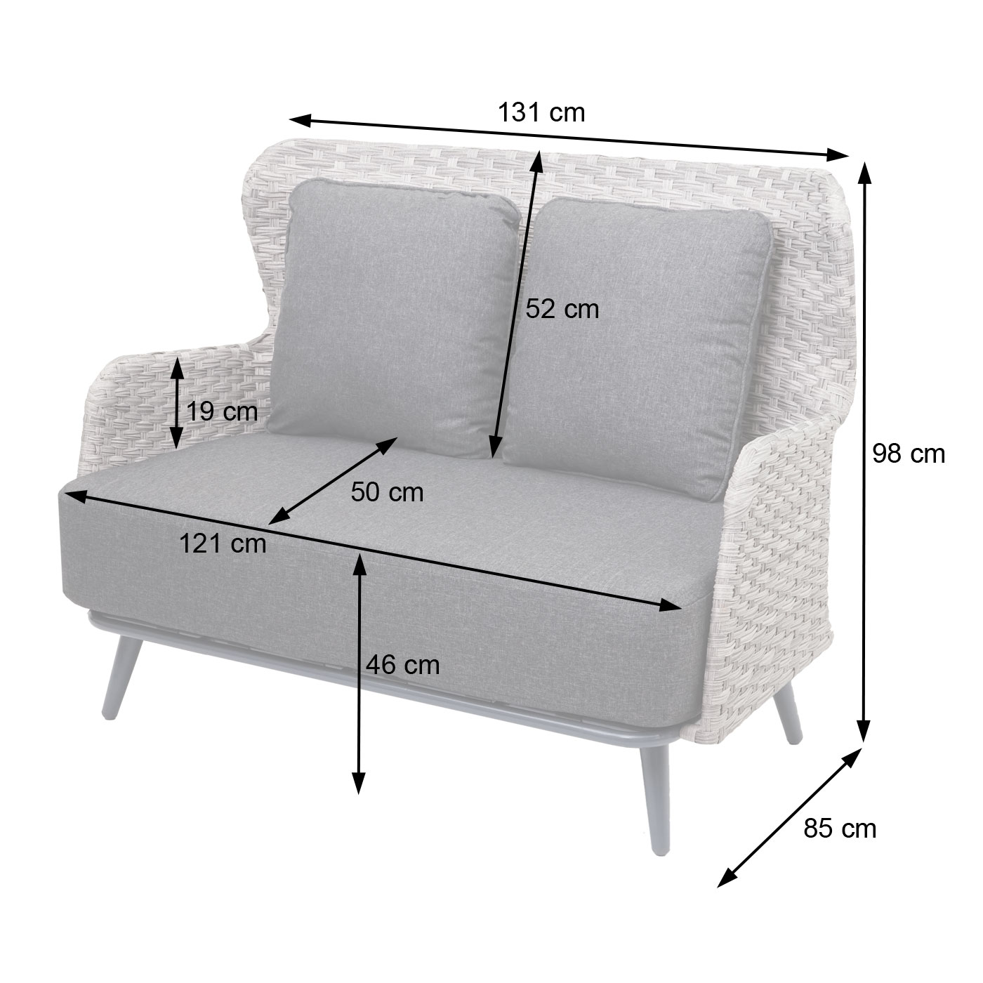 Poly-Rattan Gartengarnitur MCW-G53, Lounge-Set Sofa Sitzgruppe, Spun Poly ~ grau, Polster hellgrau