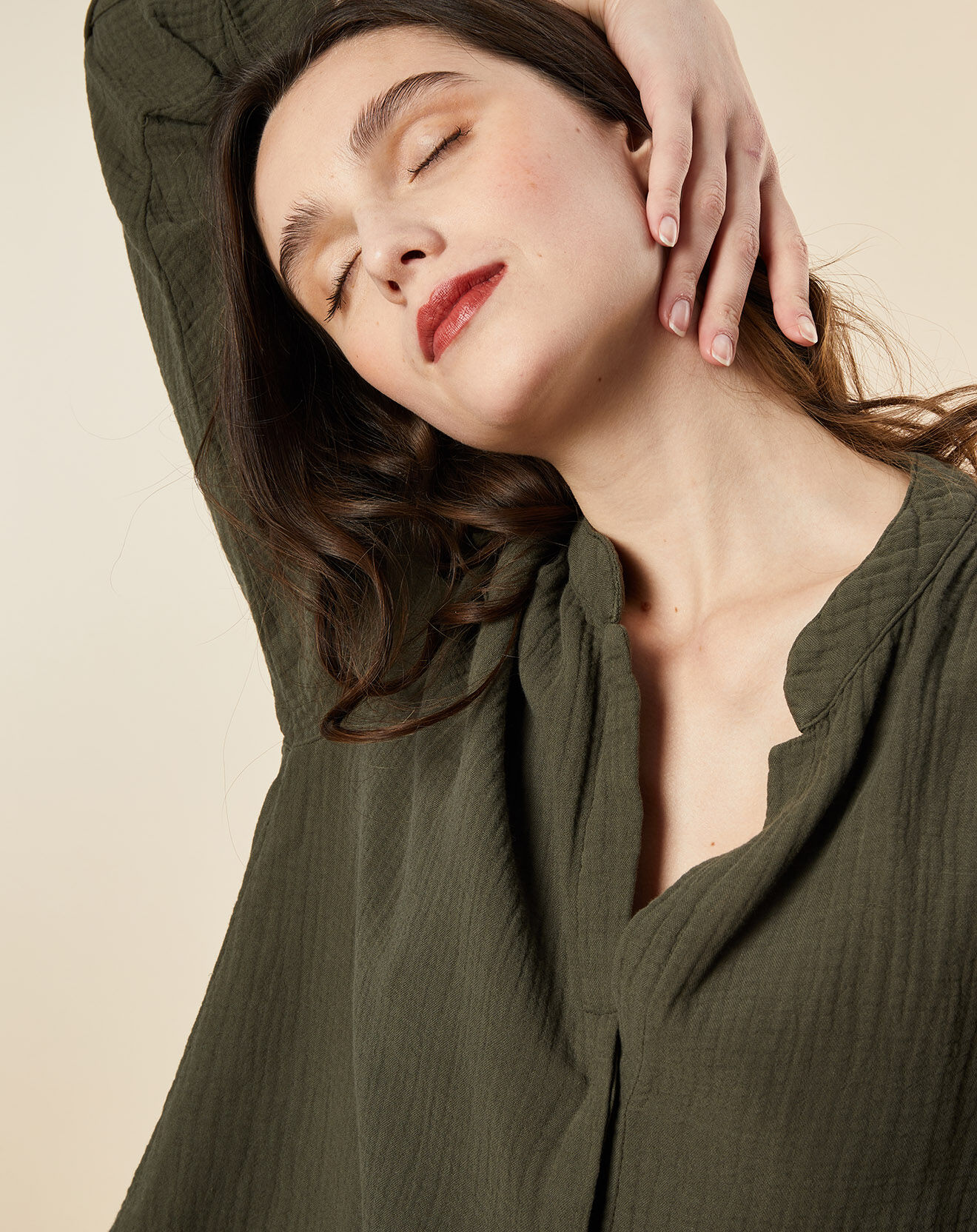 Chloé Stora Chemise ample en Gaze de Coton Derrick kaki