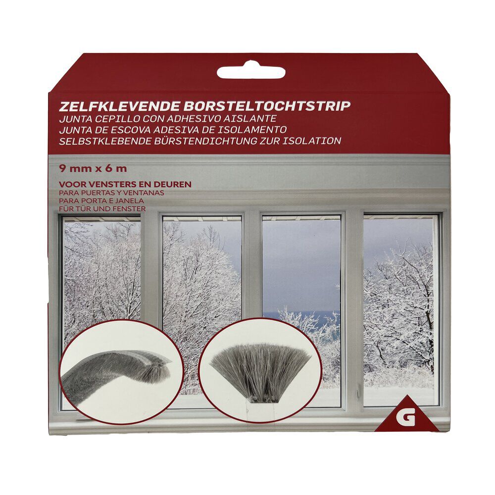 Joint brosse adhésif d'isolation pour porte et fenêtre 9mmx6m blanc