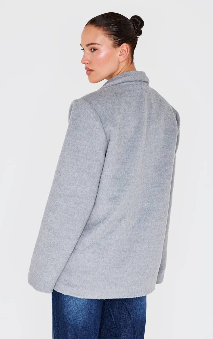 Gris Blazer Oversize Aspect Laine Texturé