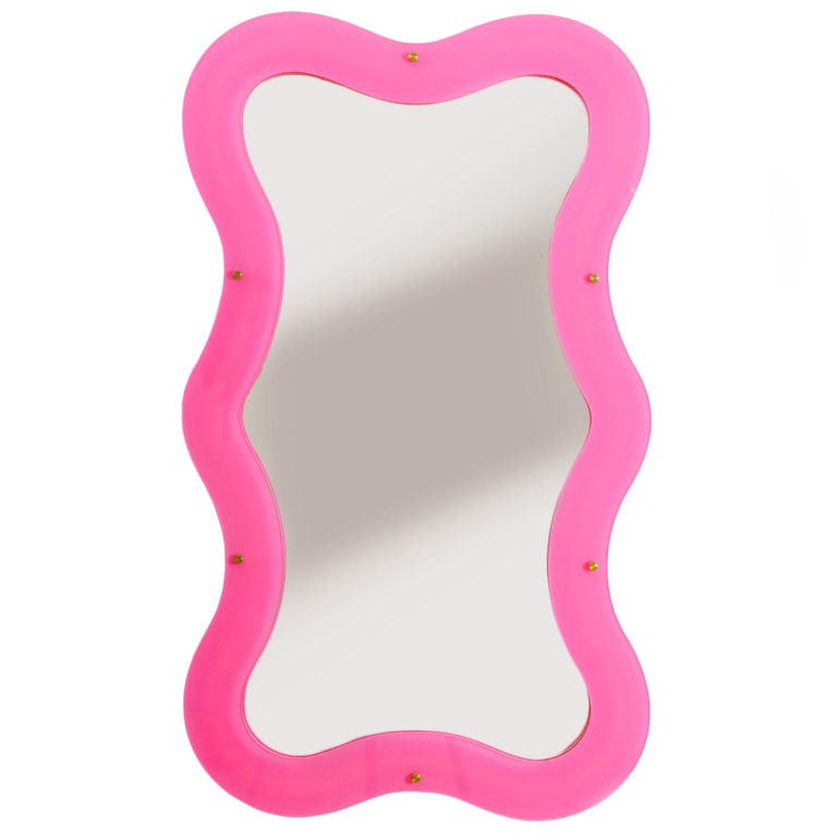 Seletti Supercurve Tiny Tall spiegel met verlichting medium 103x60 roze