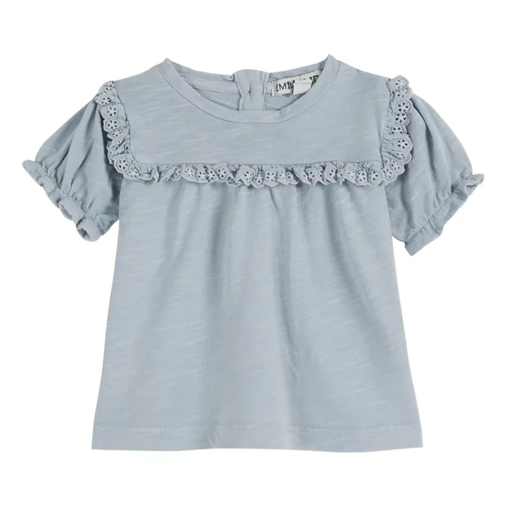 Emile et Ida T-shirt Volants Coton Flammé | Bleu