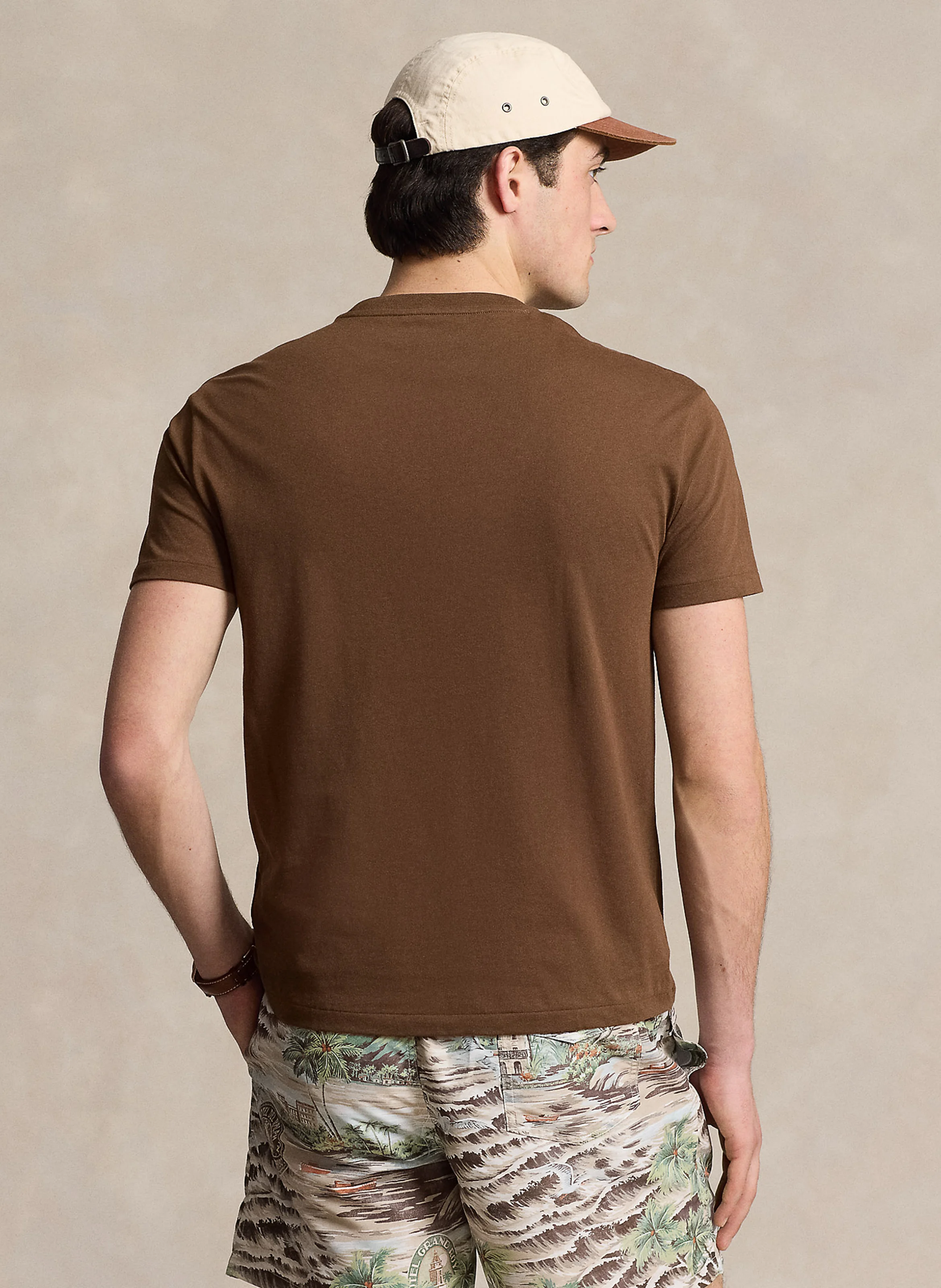 Tee-shirt col rond regular-fit en coton | Marron