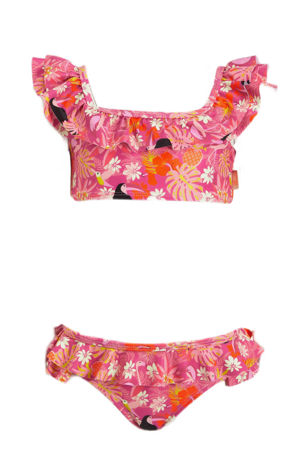 crop bikini Maaike met ruches fuchsia