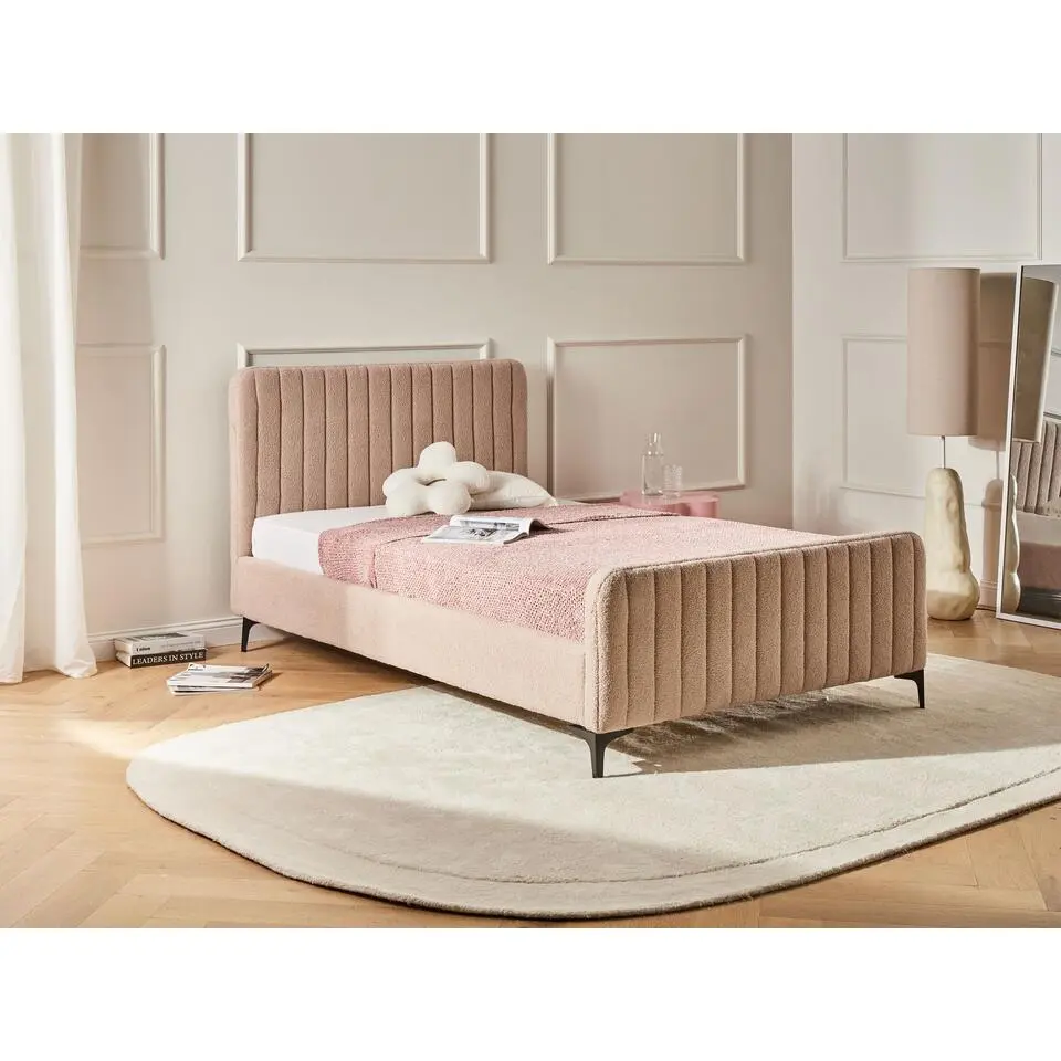 LUNAN - Tweepersoonsbed - Beige - 120 x 200 cm - Bouclé