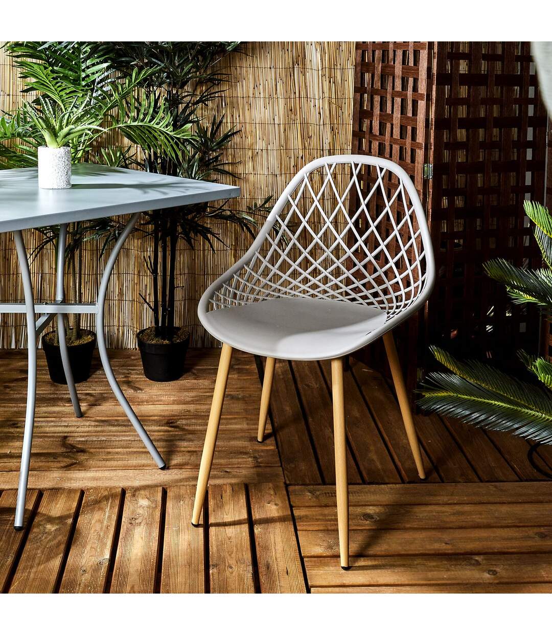 Lot de 4 chaises d'extérieur Malaga en polypropylène - Taupe
