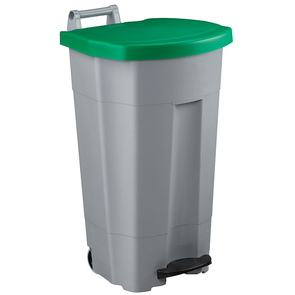 ROSSIGNOL Poubelle mobile à pédale - 90 L - boogy - gris / vert