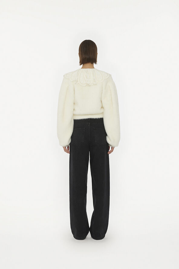 ROTATE Birger Christensen WIDE LEG 5 POCKET JEANS Black - washed