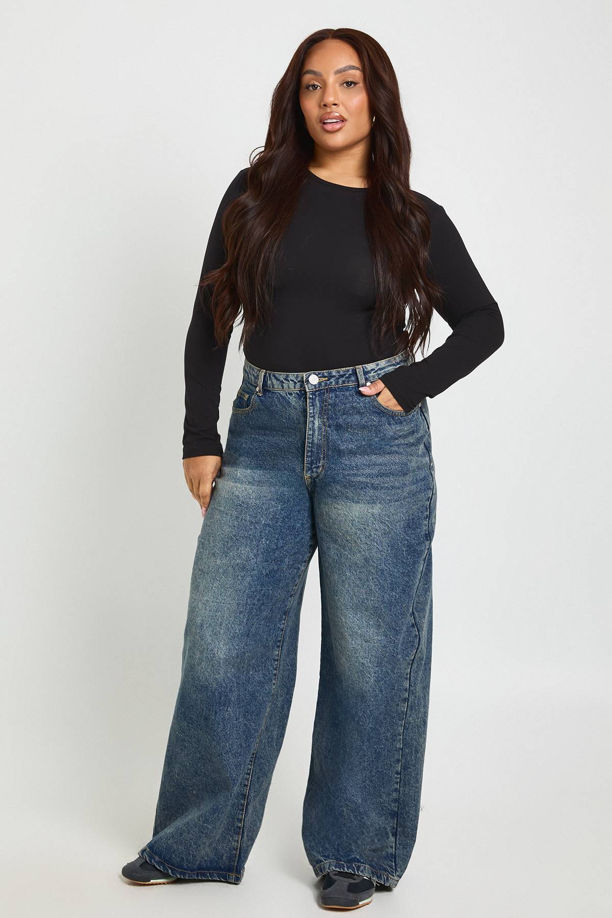 boohoo Body Grande Taille à Manches Longues et Col Rond