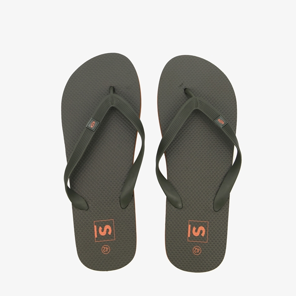 Dames teenslippers groen met oranje details