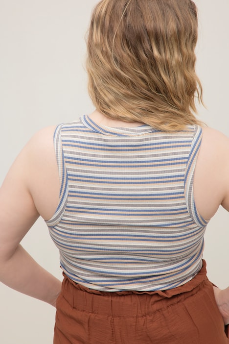 Tank Top, Slim Fit, Ringel, Rippjersey, Ringerrücken