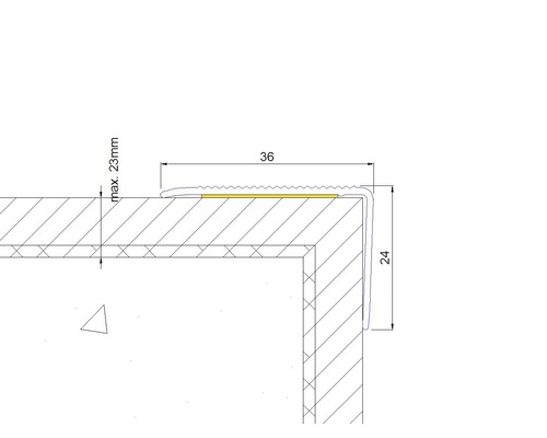 SKANDOR traprandprofiel, zilver geanodiseerd, zelfklevend, 25x36x1350 mm