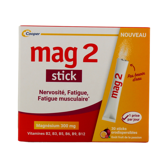 Mag2 stick orodispersible : magnésium et 6 vitamines anti-fatigue
