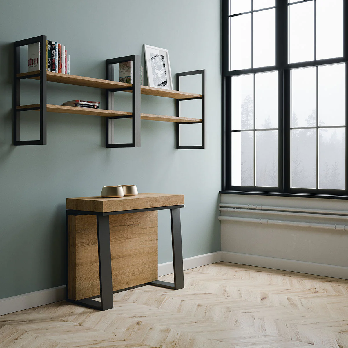 Table console extensible en bois 