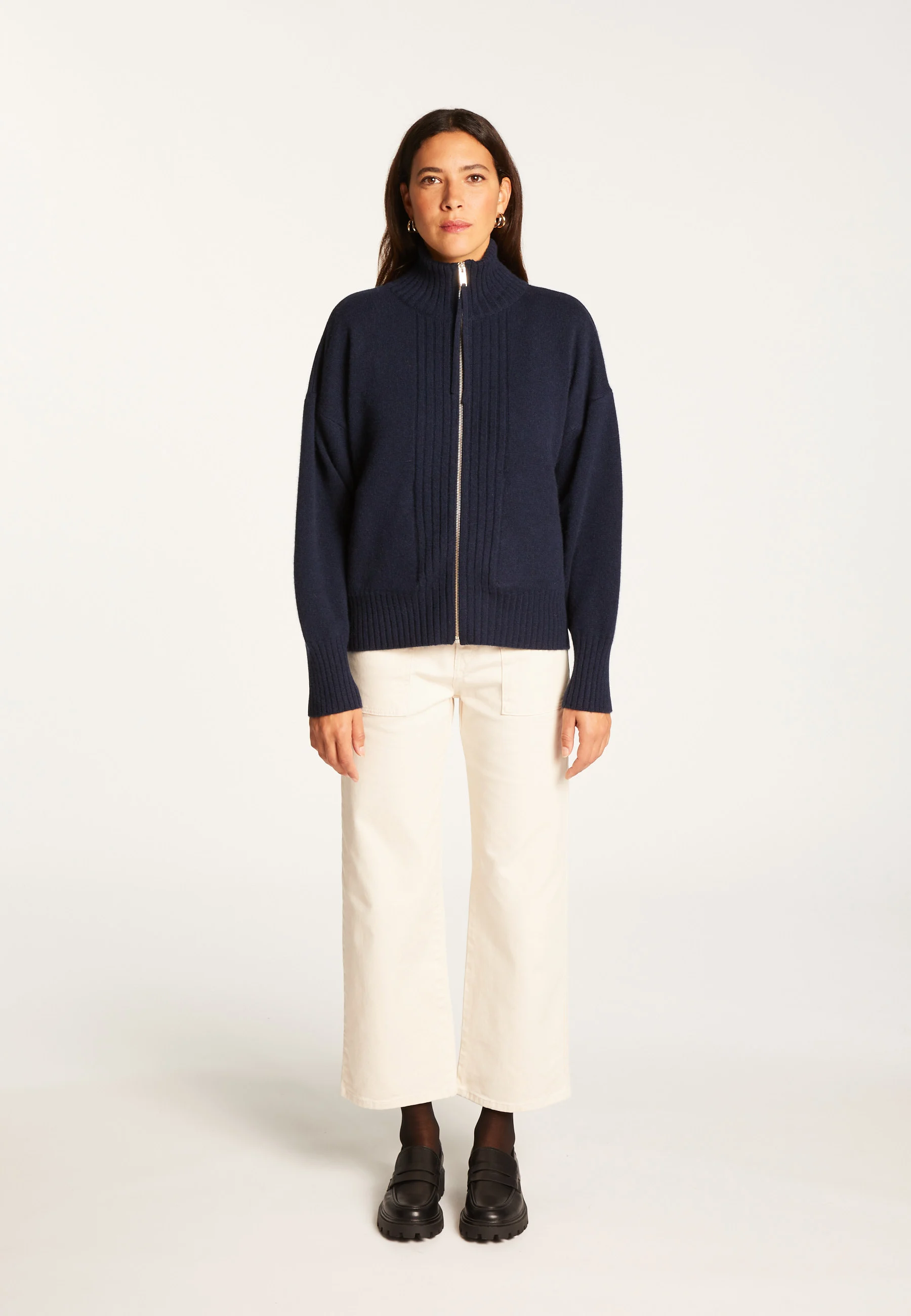 AGNES DUO - Gilet zippé en cachemire | Bleu
