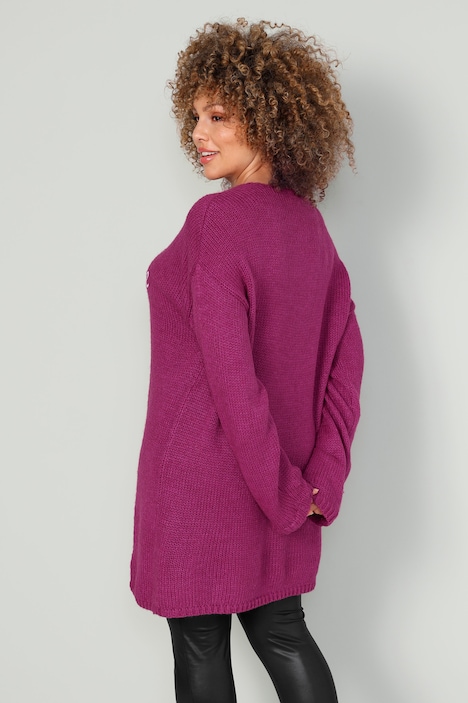 Long-Pullover, Schriftzug, V-Ausschnitt, Langarm