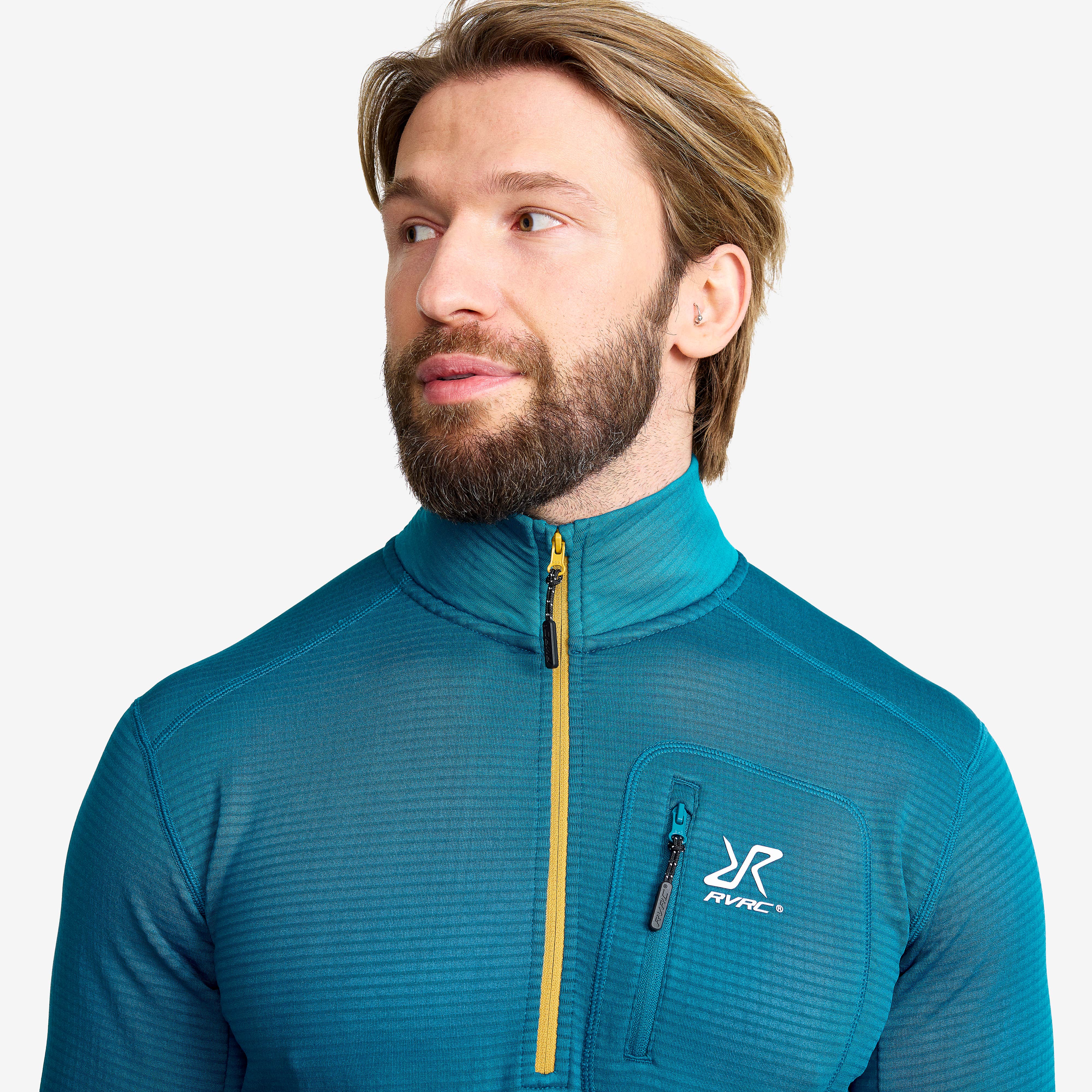Waffle Half-zip Fleece Herre Moroccan Blue