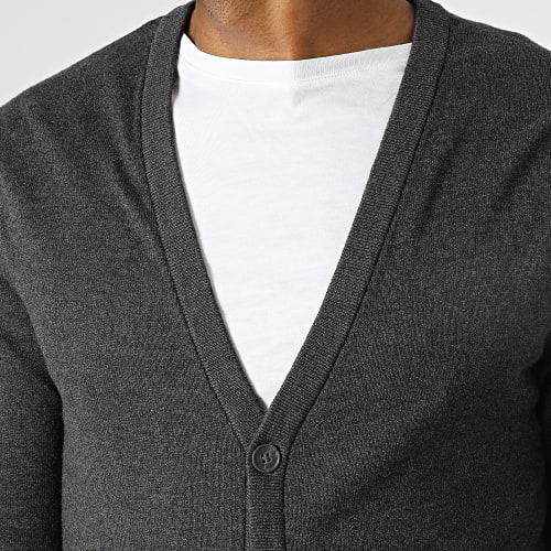 Cardigan Basic Gris Anthracite Chiné