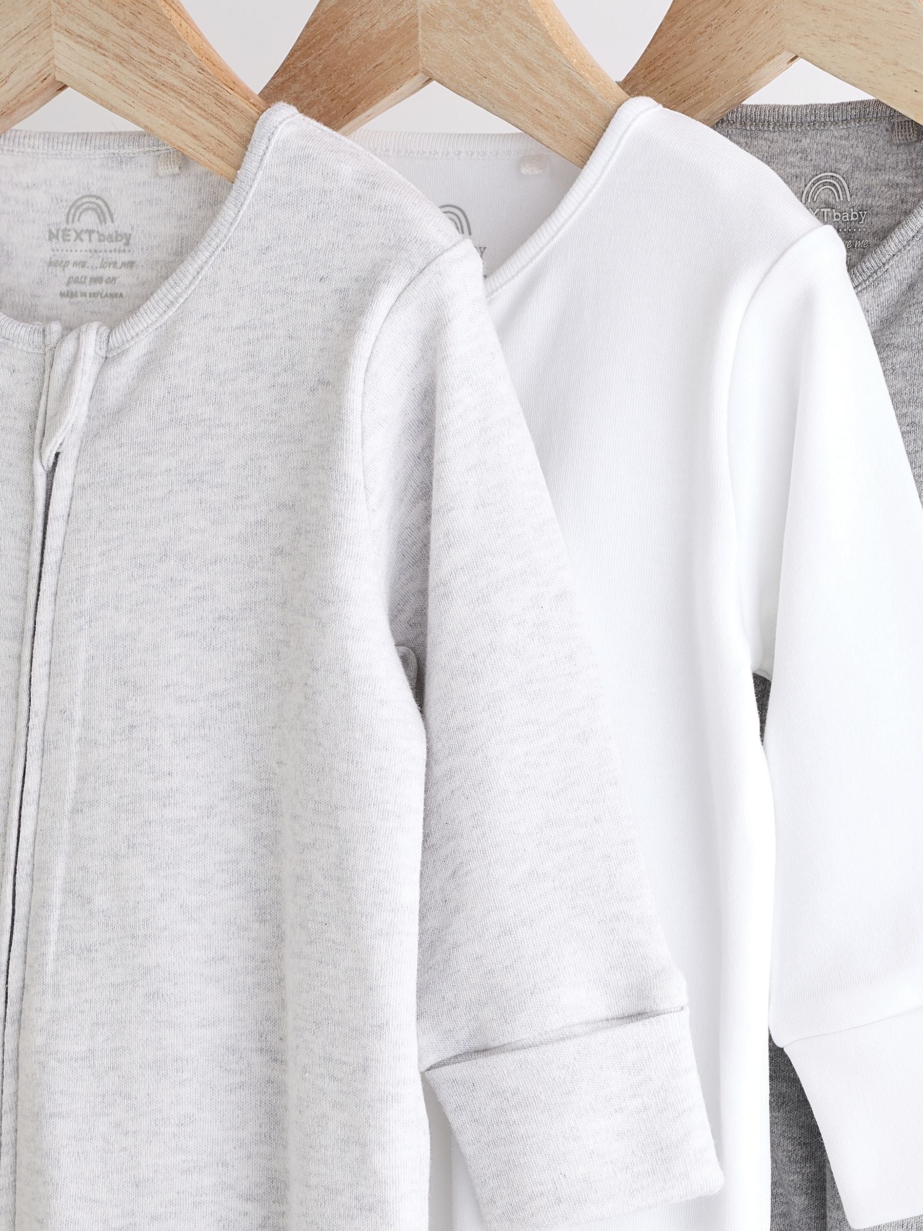 Grijs - Essential 100% Katoenen babypakjes met rits 3 Pack (0-3jr)