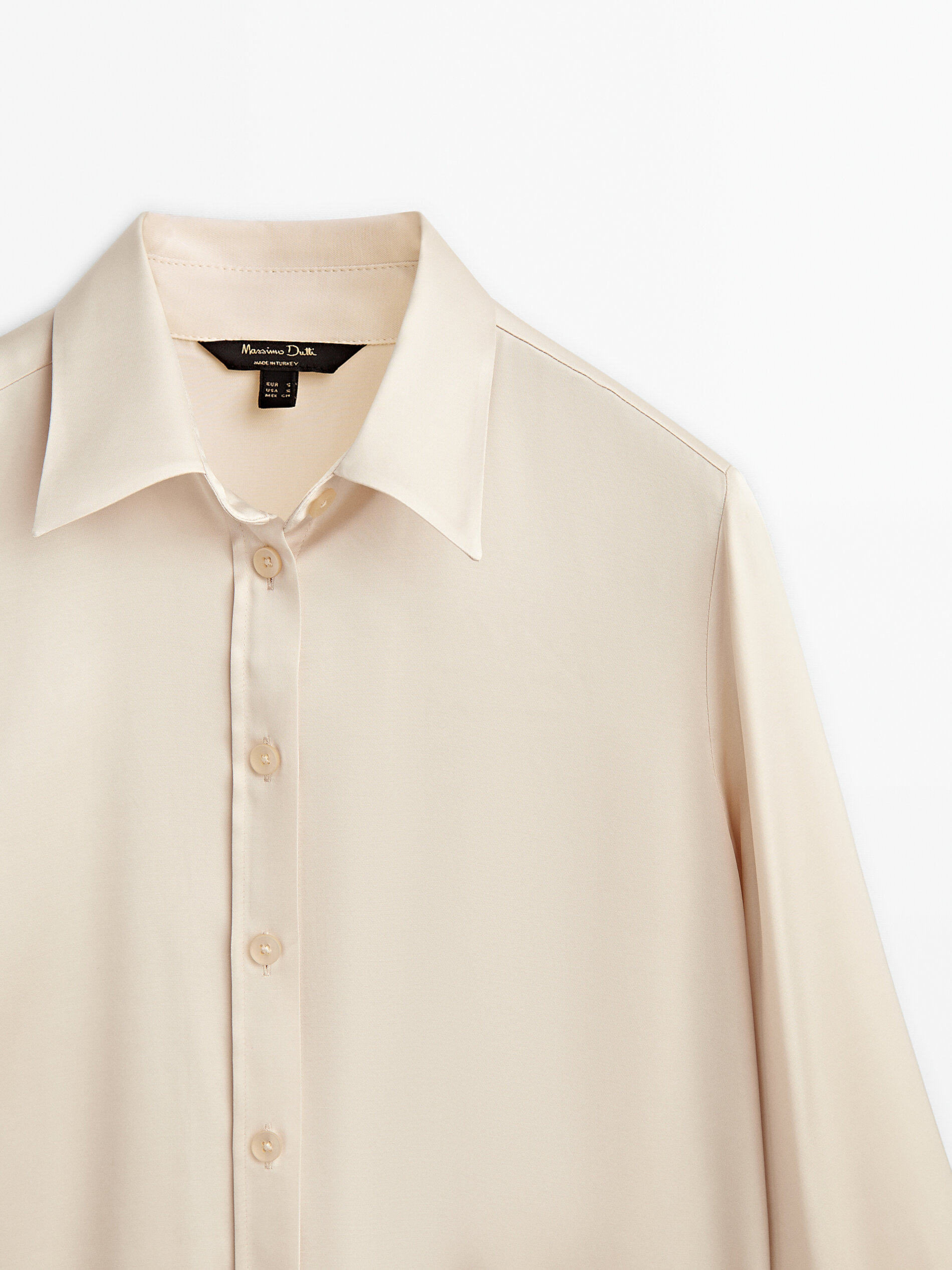 Aberturas de camisa de cetim - CHAMPAGNE