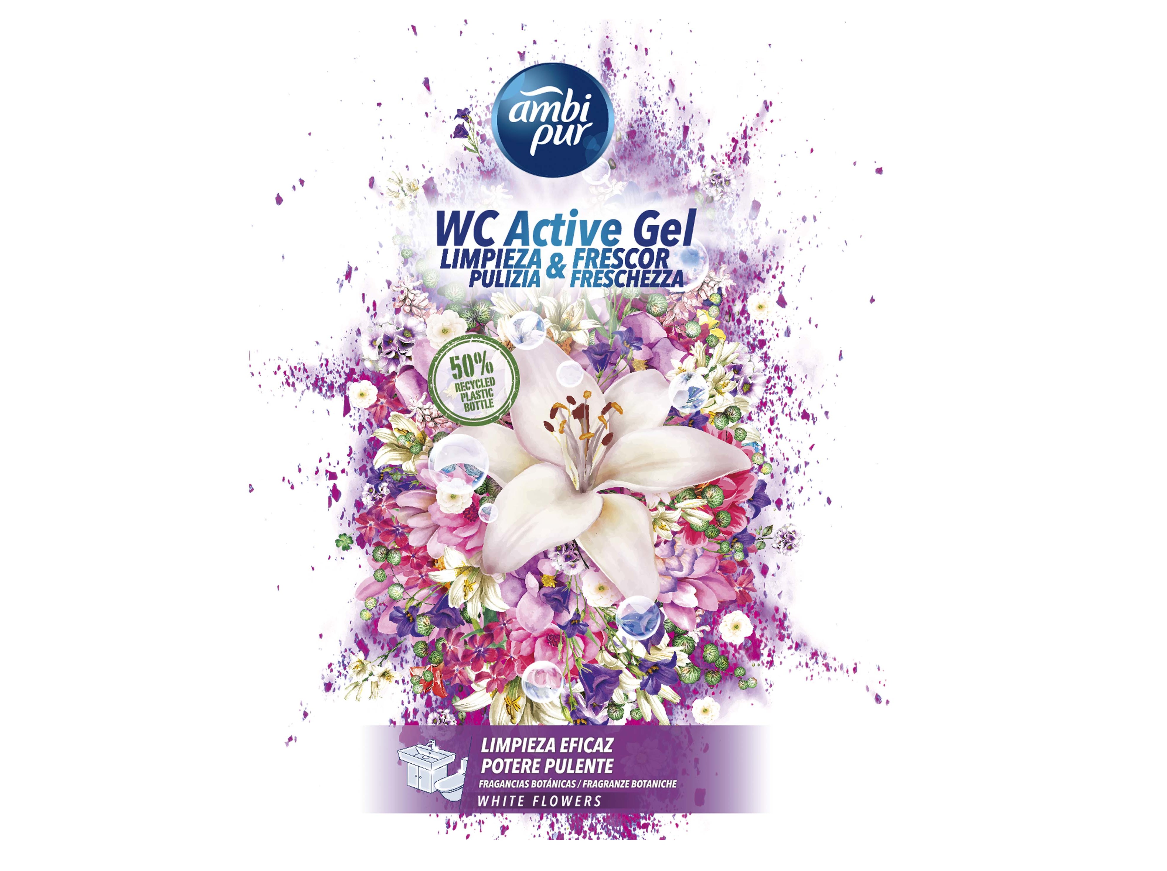 GEL SANITÁRIO AMBIPUR FLORES BRANCAS 750ML