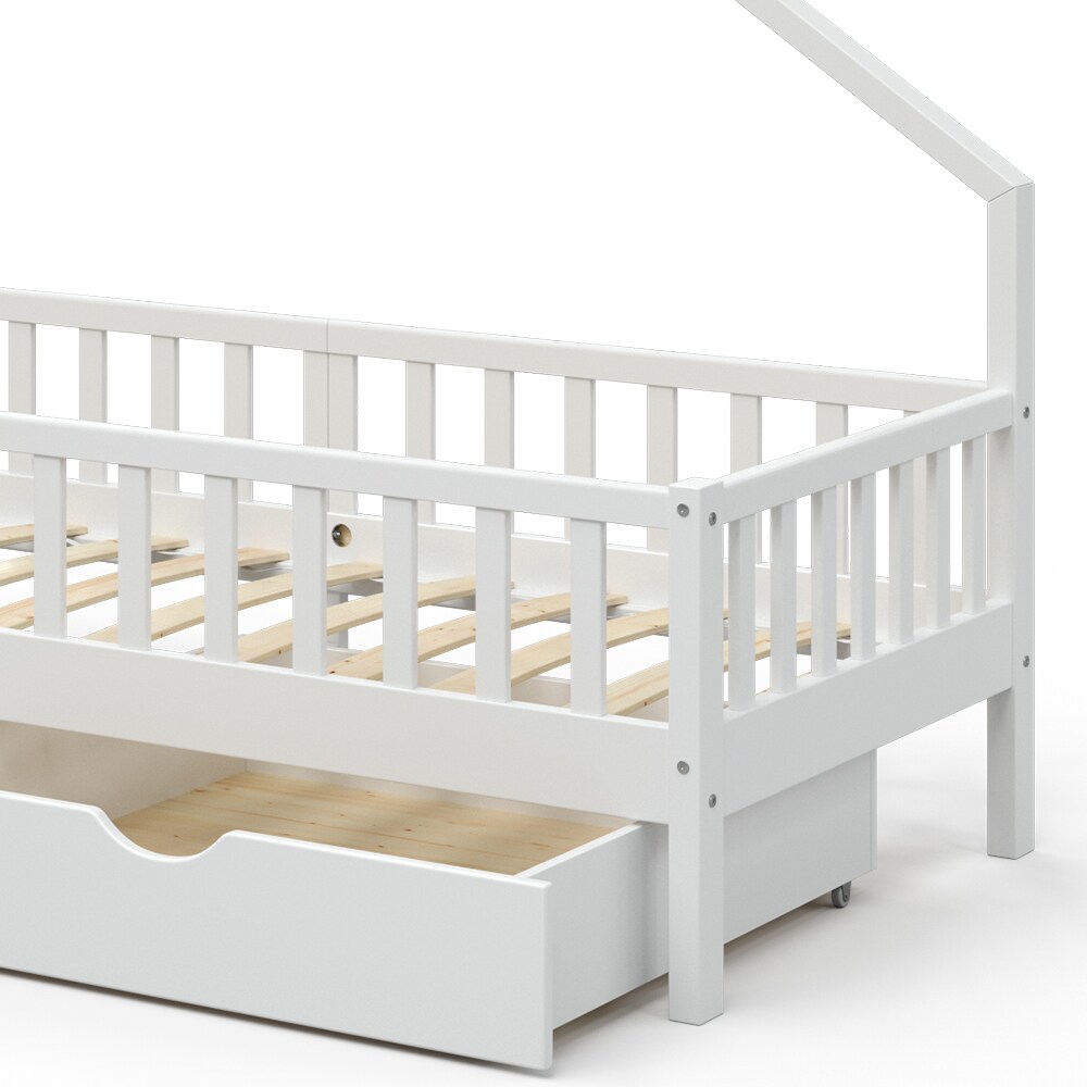 VitaliSpa Hausbett Kinderbett Spielbett Noemi 90x200cm Schubladen Rausfallschutz