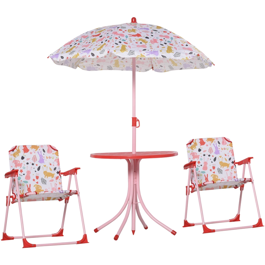 Outsunny Kinder Gartenset mit Sonnenschirm rot
