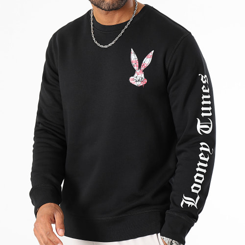 Sweat Crewneck Sleeves Bugs Bunny Graffiti Pink Noir