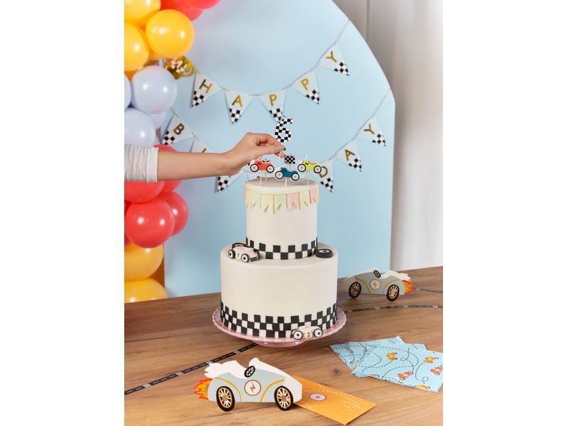 Partydeco Kerze Auto 2-3 cm, Mehrfarbig Einzigartige Geburtstagskerzen