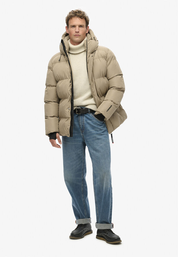 Superdry HOODED 5 BAFFLE SPORTS PUFFER Timber wolf brown