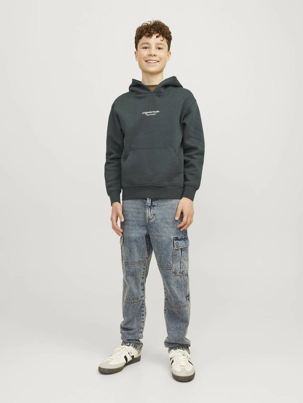 JACK & JONES hoodie JORVESTERBRO met tekst diep donkergroen