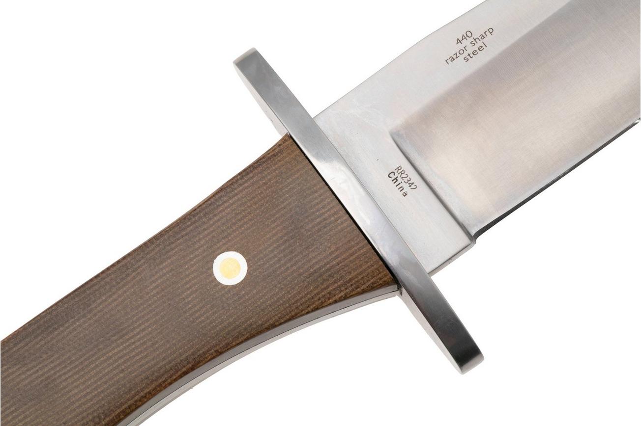Rough Ryder Tater Skin Bowie RR2342 Satin 440, Brown Burlap Micarta, vaststaand mes