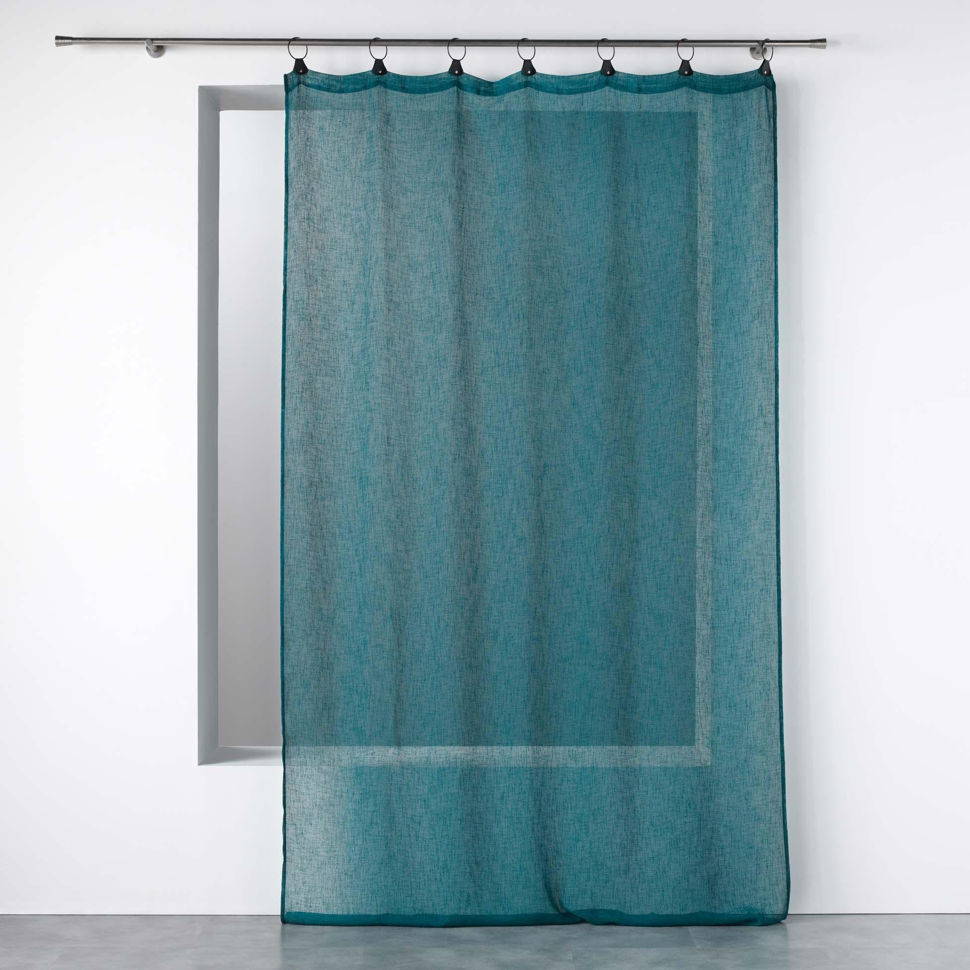 PANNEAU A ANNEAUX 140X280CM VOILE TISSE LINKA BLEU