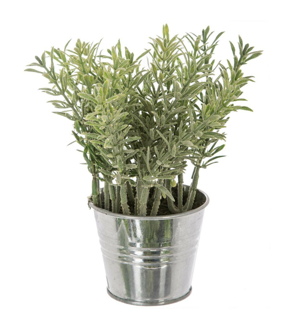 Plante artificielle pot en zinc h 17 cm