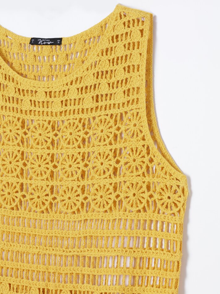 Vestido longo vazado - Amarelo Médio