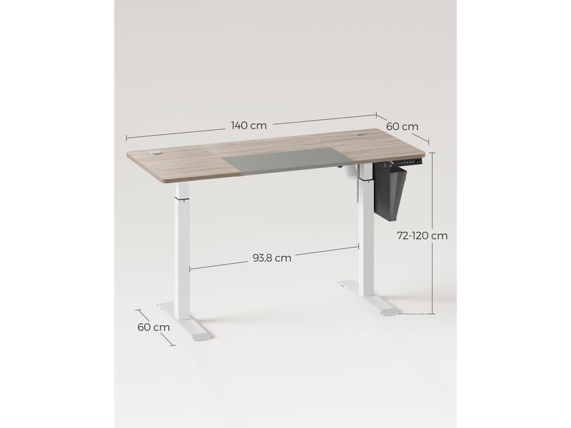 Songmics Stehtisch 140 x 60 cm, höhenverstellbar Bürotisch