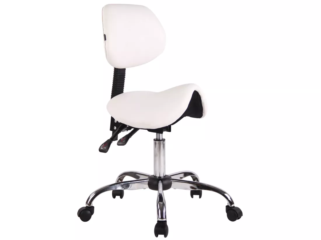 Tabouret de bureau - Similicuir & Métal chromé - Blanc - Stuttgart