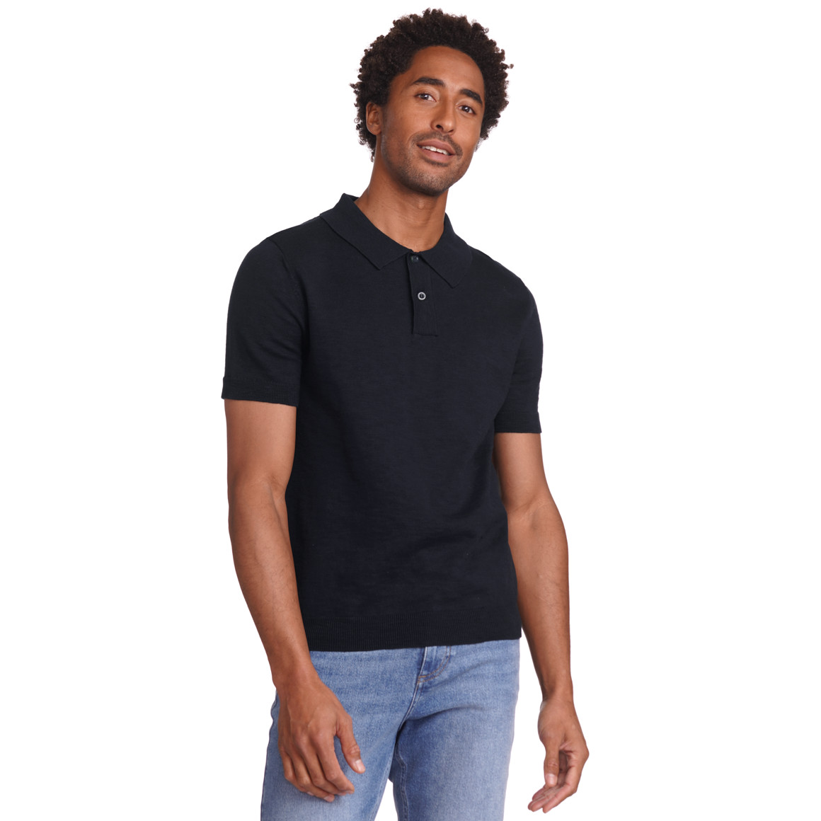 VanVaan Herren Strick-Poloshirt aus Baumwolle dunkelblau