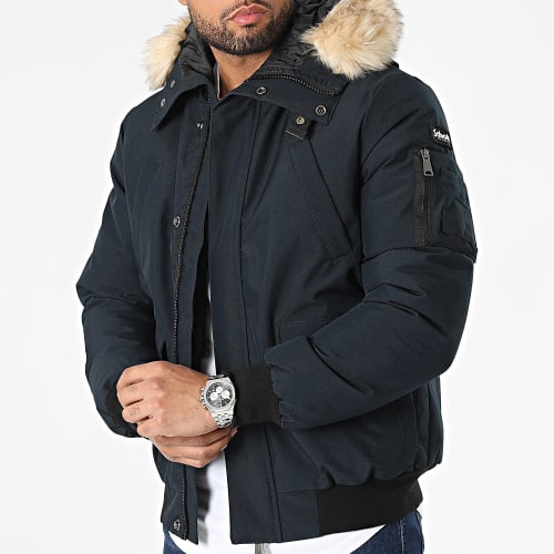 Parka Capuche Fourrure Keyburn Bleu Marine