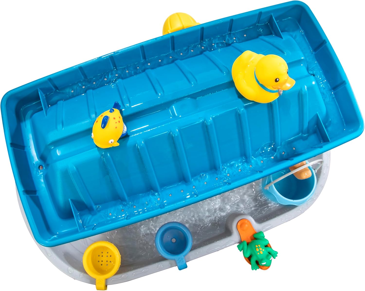 Step2 Rain Showers Splash Tub Wasserspieltisch | Großer Wassertisch mit 13-teiligem Zubehörset | Garten Wasser Spieltisch für Kinder in Grau & Braun