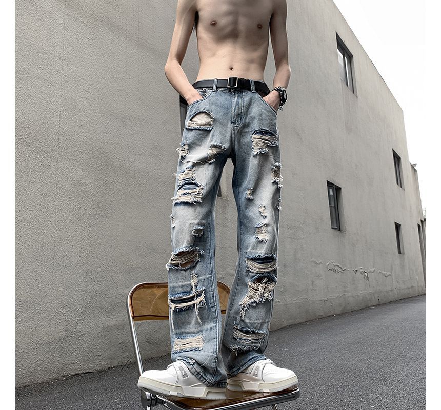 Koiyua - Hoge taille, versleten, losse jeans